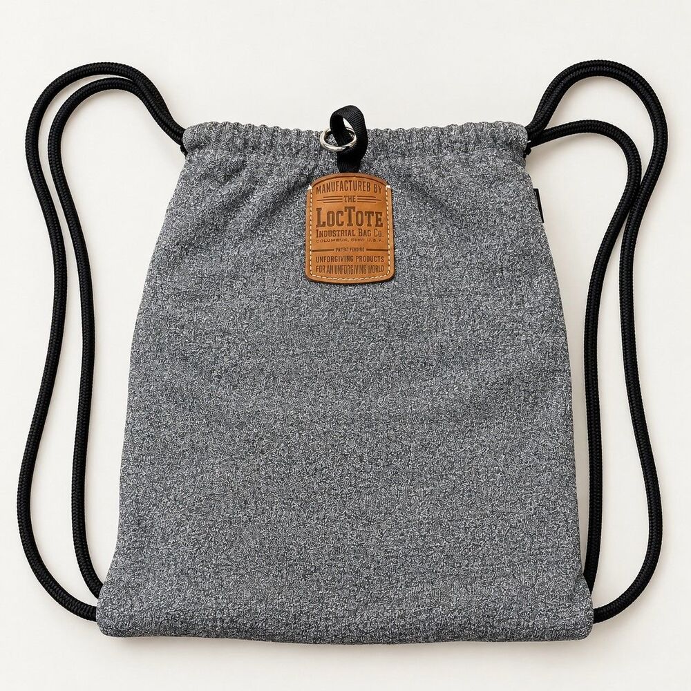 LOCTOTE Flak Sack Gray Drawstring Theft-Resistant Drawstring Backpack Outdoor